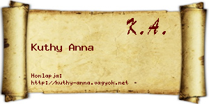 Kuthy Anna névjegykártya